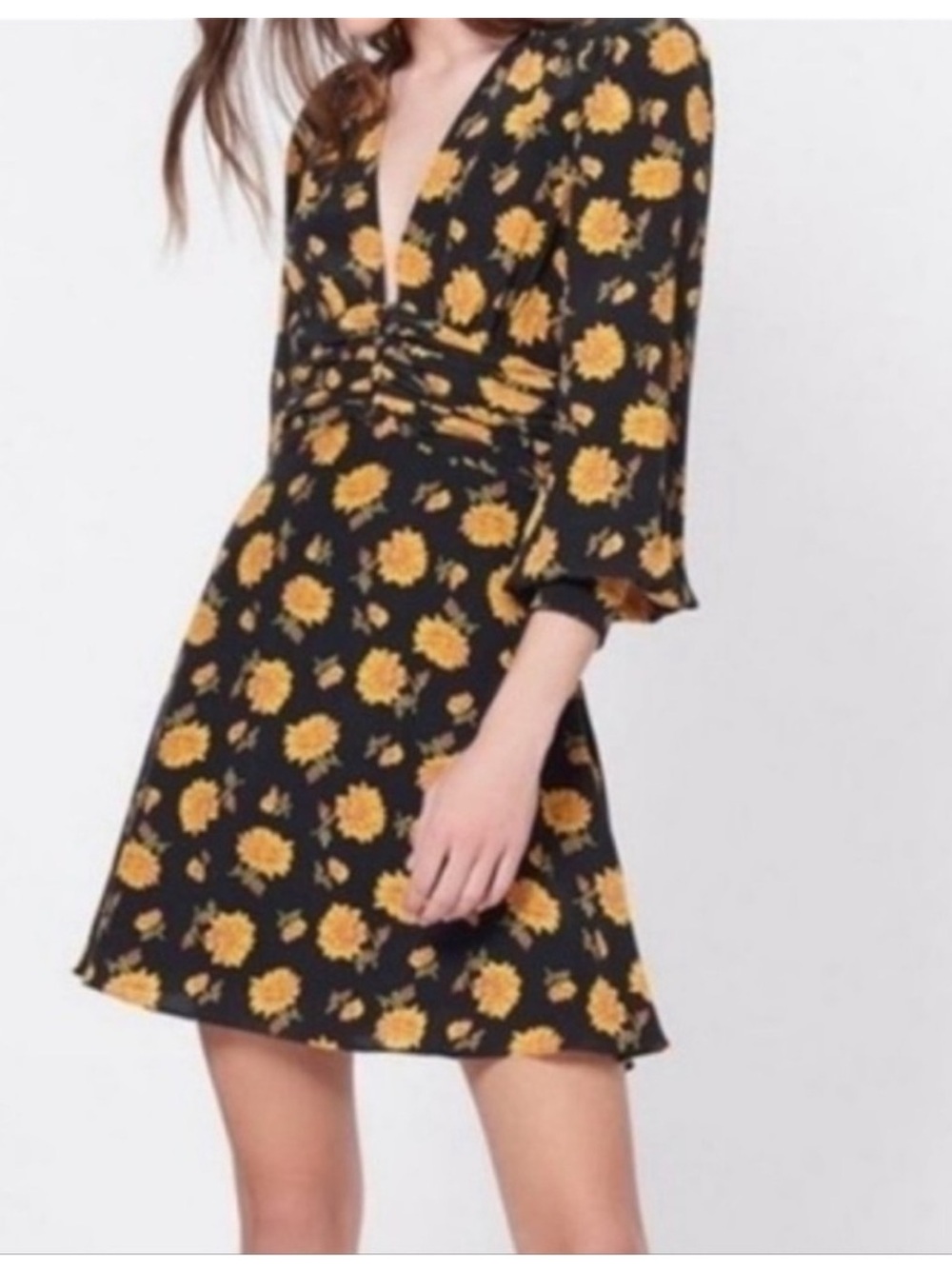 Veronica Beard Marion Blouson Floral 100% Silk Dress Silk crepe Shirred waist - Picture 5 of 15